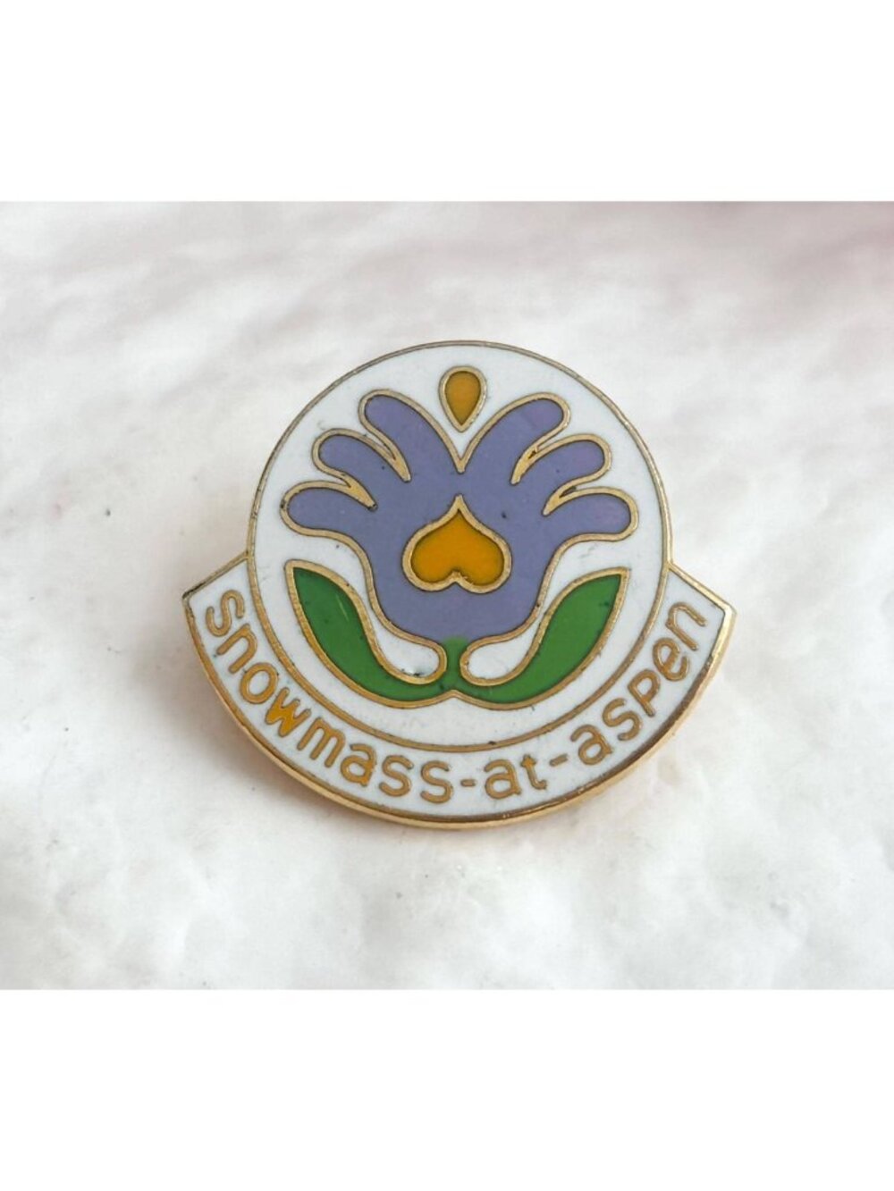 Snowmass at Aspen Ski Resort Gold Toned Vintage Enamel Lapel Pin